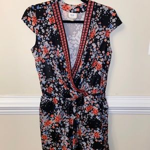 ECI Floral Print Wrap Romper